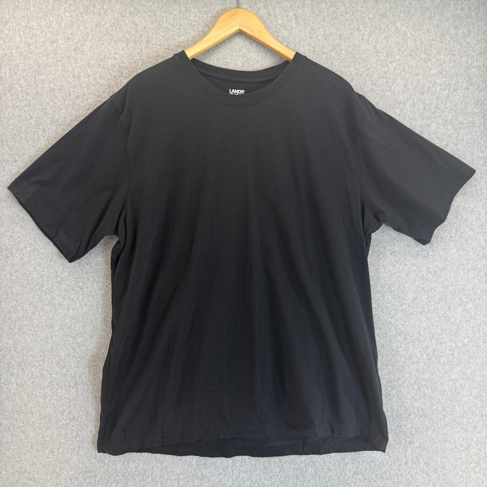 Lands' End Super-T Black Cotton T-Shirt Crew Neck Short Sleeve Mens Size‎ XL